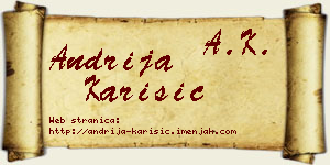 Andrija Karišić vizit kartica